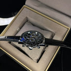 Rolex Men's Daytona Black Leather Strap Black Dial Watch