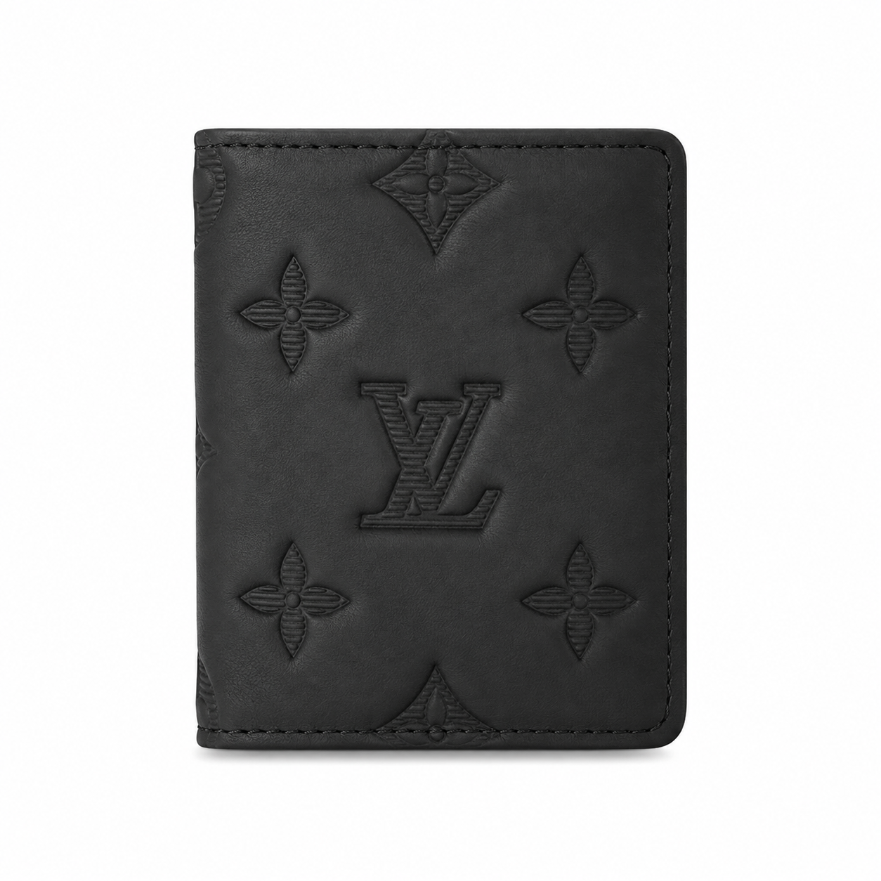 LV Style Black Leather Bifold Wallet for Men