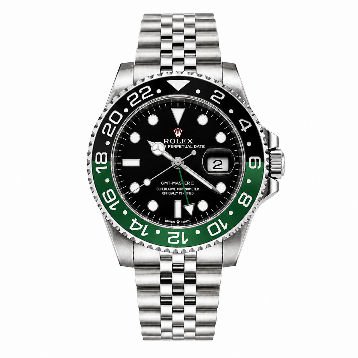 Rolex GMT Master II Green & Black Bezel Jubilee Watch