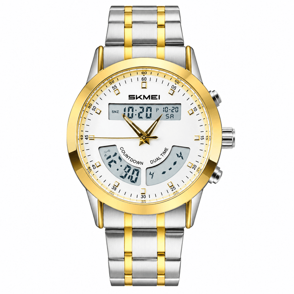 SKMEI Men's Dual Time Digital Analog Chain Watch