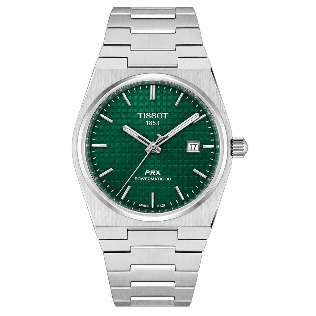 Tissot PRX Black Dial  Silver Chain Watch – Date Function | Swiss Style Luxury Quartz Watch
