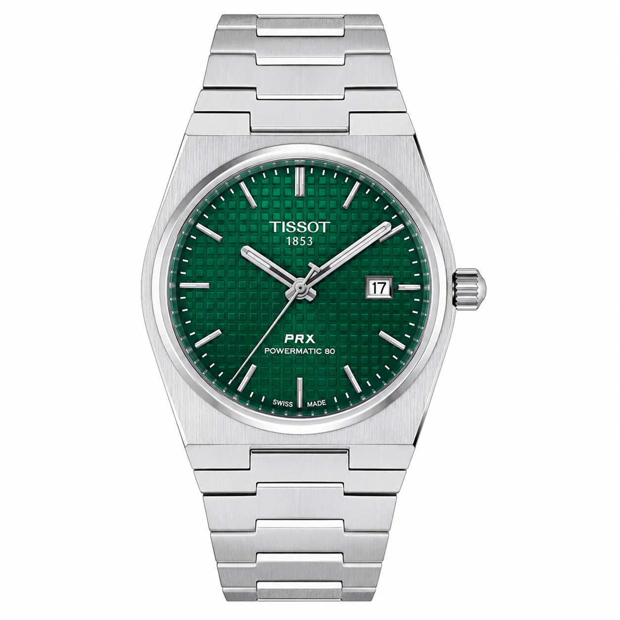 Tissot PRX Black Dial  Silver Chain Watch – Date Function | Swiss Style Luxury Quartz Watch