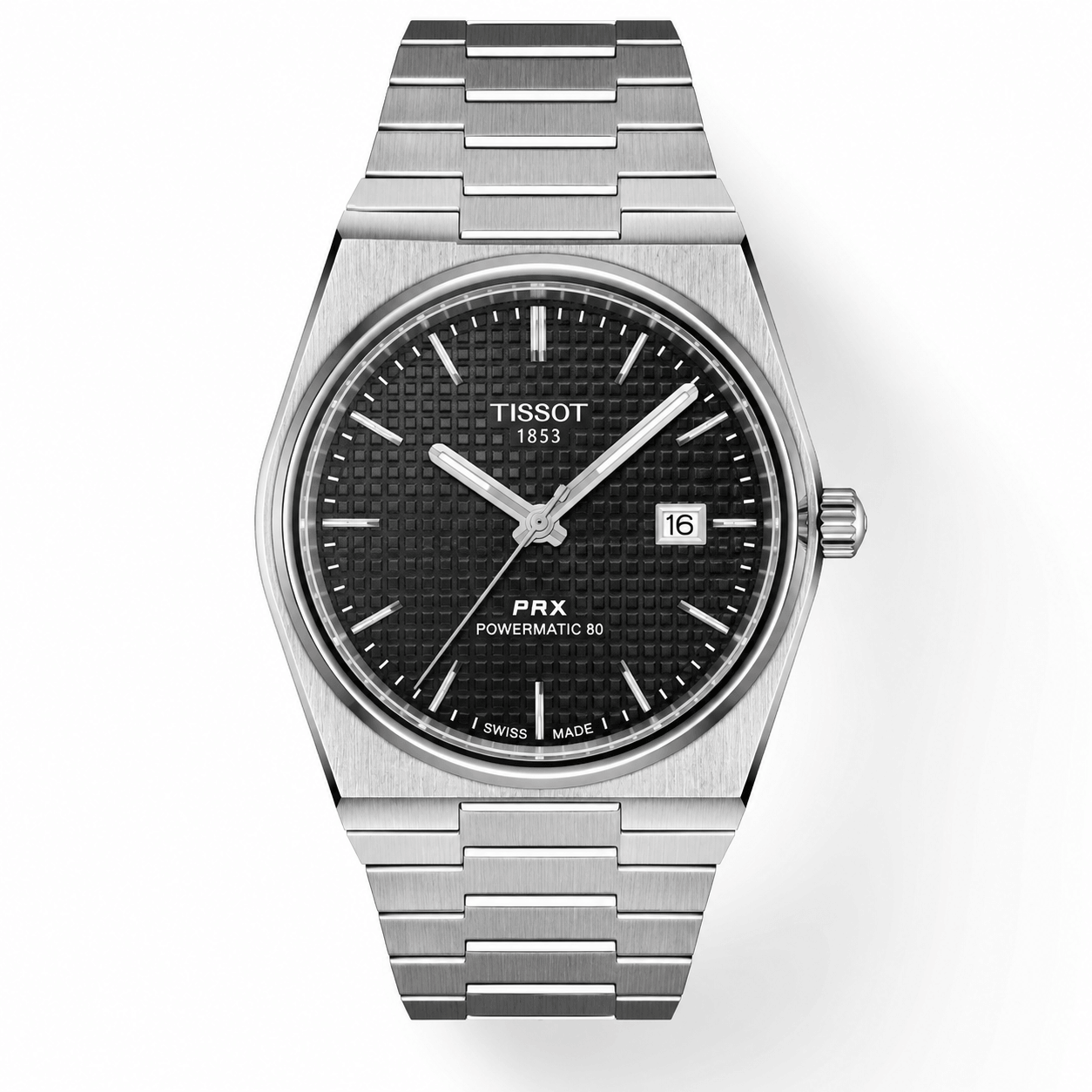 Tissot PRX Black Dial  Silver Chain Watch – Date Function | Swiss Style Luxury Quartz Watch