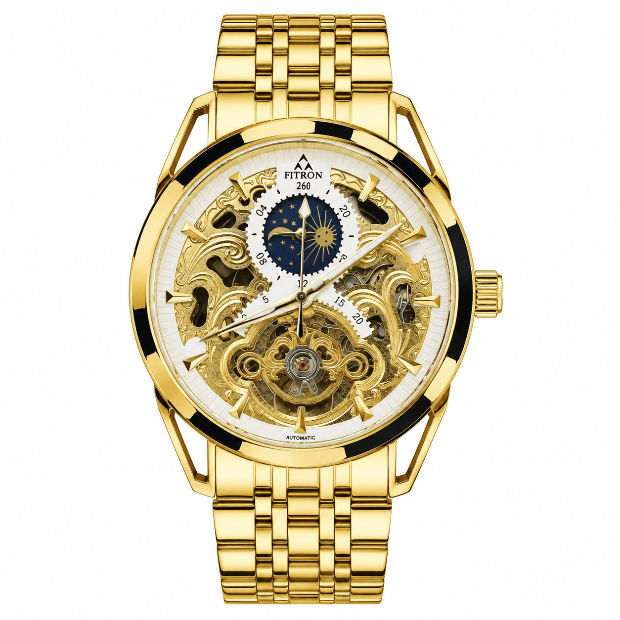 FITRON TRICAL Men's Gold Chain Gold Dial Mechanical Watch