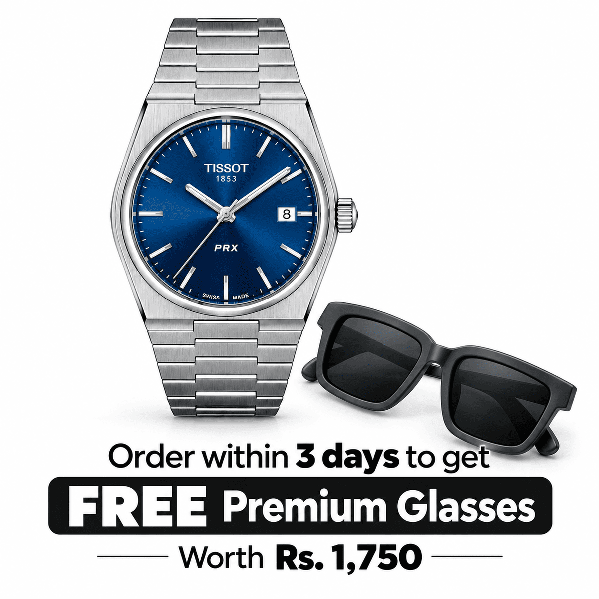 Tissot PRX Semi Automatic Style Blue Dial Silver Chain Watch