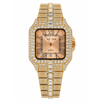 Cartier Iced Out Watch for Men – Rose Gold Square Dial