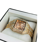 Cartier Iced Out Watch for Men – Rose Gold Square Dial