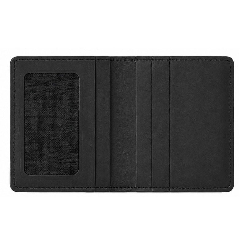 Black Leather Bifold Wallet for Men