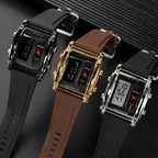 SANDA Men's Silicone Strap 3328 Dual Display Analog Digital, LED Backlight Watch
