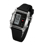 SANDA Men's Silicone Strap 3328 Dual Display Analog Digital, LED Backlight Watch