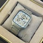 Rado Men's Skeleton White Dial Silver Chain Watch