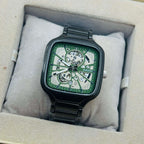 Rado Men's Skeleton Green Dial Grey Chain Watch