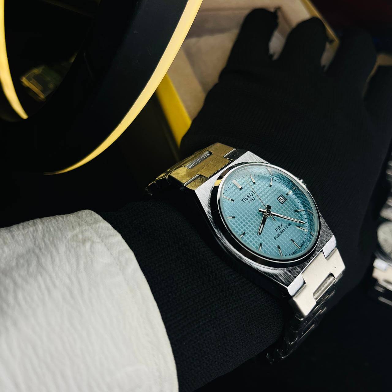 Tissot PRX Tiffany Blue Dial Silver Chain Date Function Quartz Watch For Men