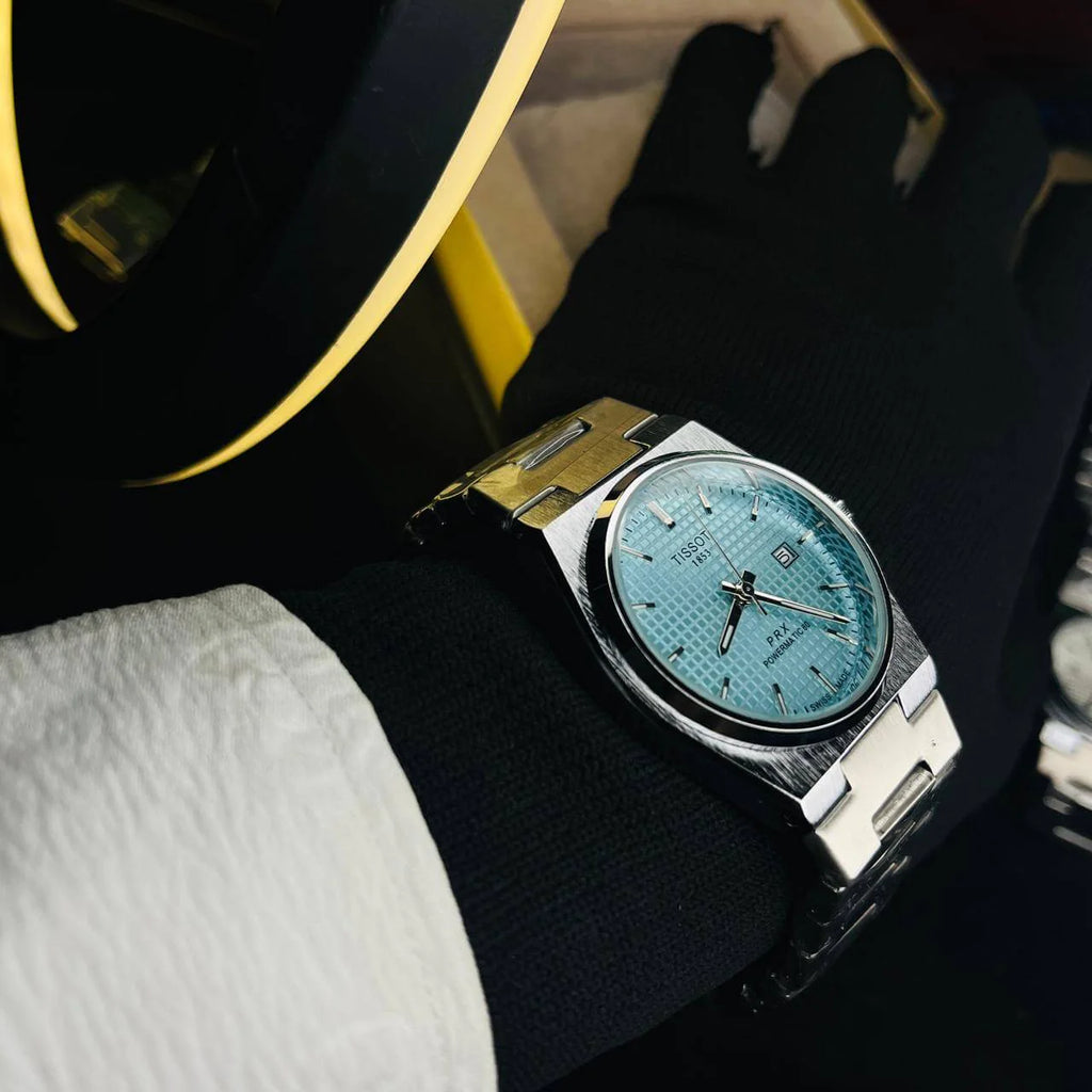 Tissot PRX Black Dial  Silver Chain Watch – Date Function | Swiss Style Luxury Quartz Watch