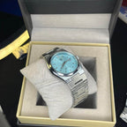 Tissot PRX Tiffany Blue Dial Silver Chain Date Function Quartz Watch For Men
