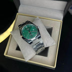 Tissot PRX Green Dial Silver Chain Date Function Quartz Watch For Men