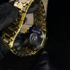 Audemars Piguet Royal Oak Gold Dial Diamond Bezel Gold Chain Date Function Quartz Watch For Men