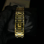 Audemars Piguet Royal Oak Gold Dial Diamond Bezel Gold Chain Date Function Quartz Watch For Men