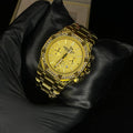 Audemars Piguet Royal Oak Gold Dial Diamond Bezel Gold Chain Date Function Quartz Watch For Men
