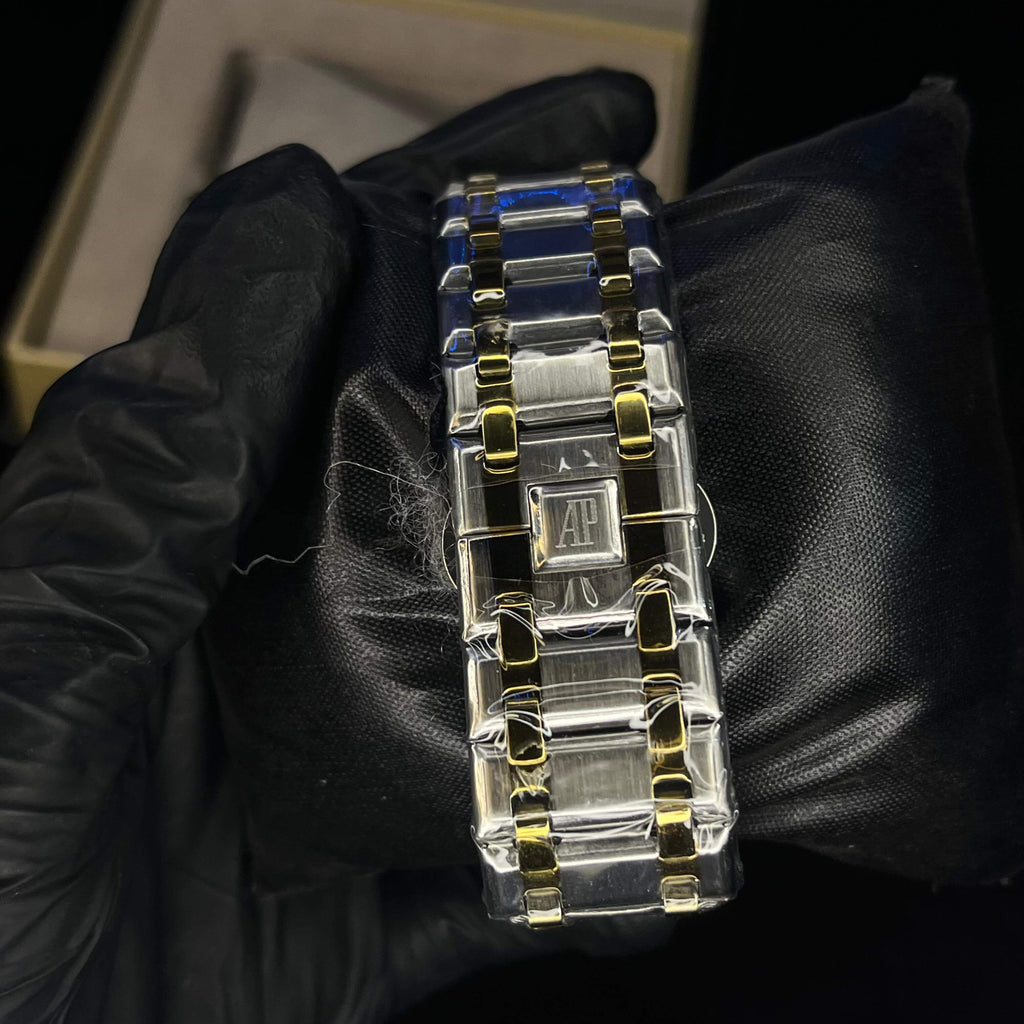 Audemars Piguet Royal Oak Blue Dial Diamond Bezel Two-Tone Chain Date Function Quartz Watch For Men