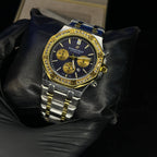 Audemars Piguet Royal Oak Blue Dial Diamond Bezel Two-Tone Chain Date Function Quartz Watch For Men