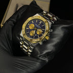 Audemars Piguet Royal Oak Blue Dial Diamond Bezel Two-Tone Chain Date Function Quartz Watch For Men