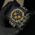 Audemars Piguet Royal Oak Blue Dial Diamond Bezel Two-Tone Chain Date Function Quartz Watch For Men