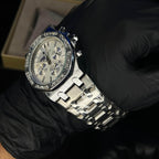 Audemars Piguet Royal Oak Silver Dial Diamond Bezel Silver Chain Quartz Watch For Men