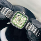 Rado Men's Skeleton Green Dial Grey Chain Watch