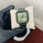 Rado Men's Skeleton Green Dial Grey Chain Watch