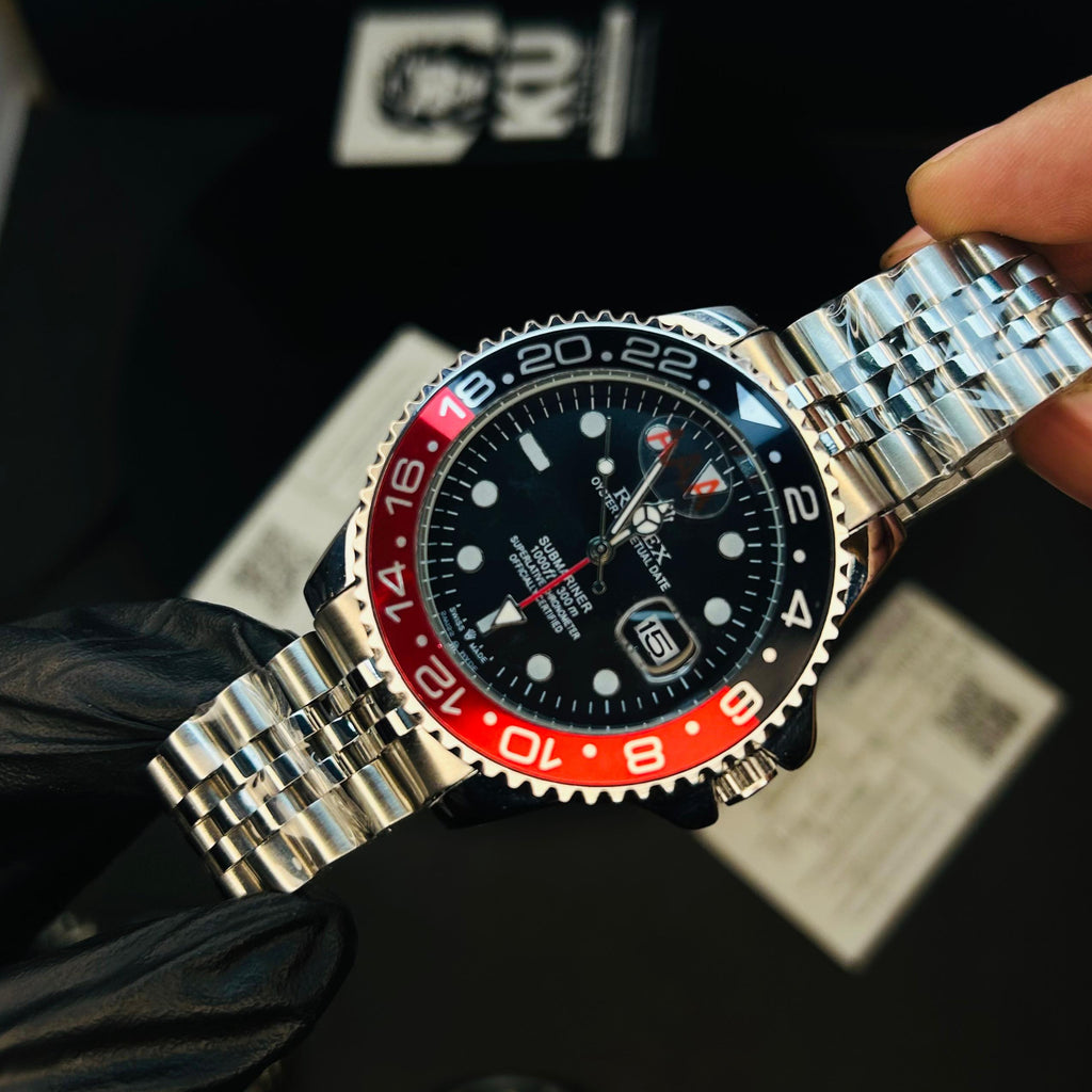 RLX GMT Master II Pepsi Semi-Automatic Watch with Black Dial and Jubilee Stainless Steel Bracelet