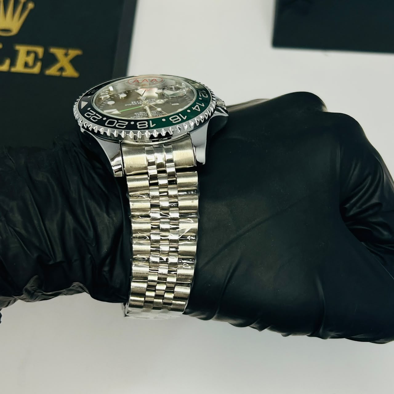 Rolex GMT Master II Green & Black Bezel Jubilee Watch