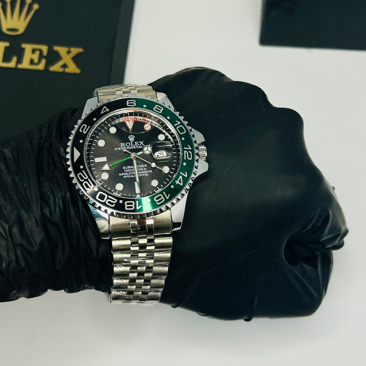 Rolex GMT Master II Green & Black Bezel Jubilee Watch