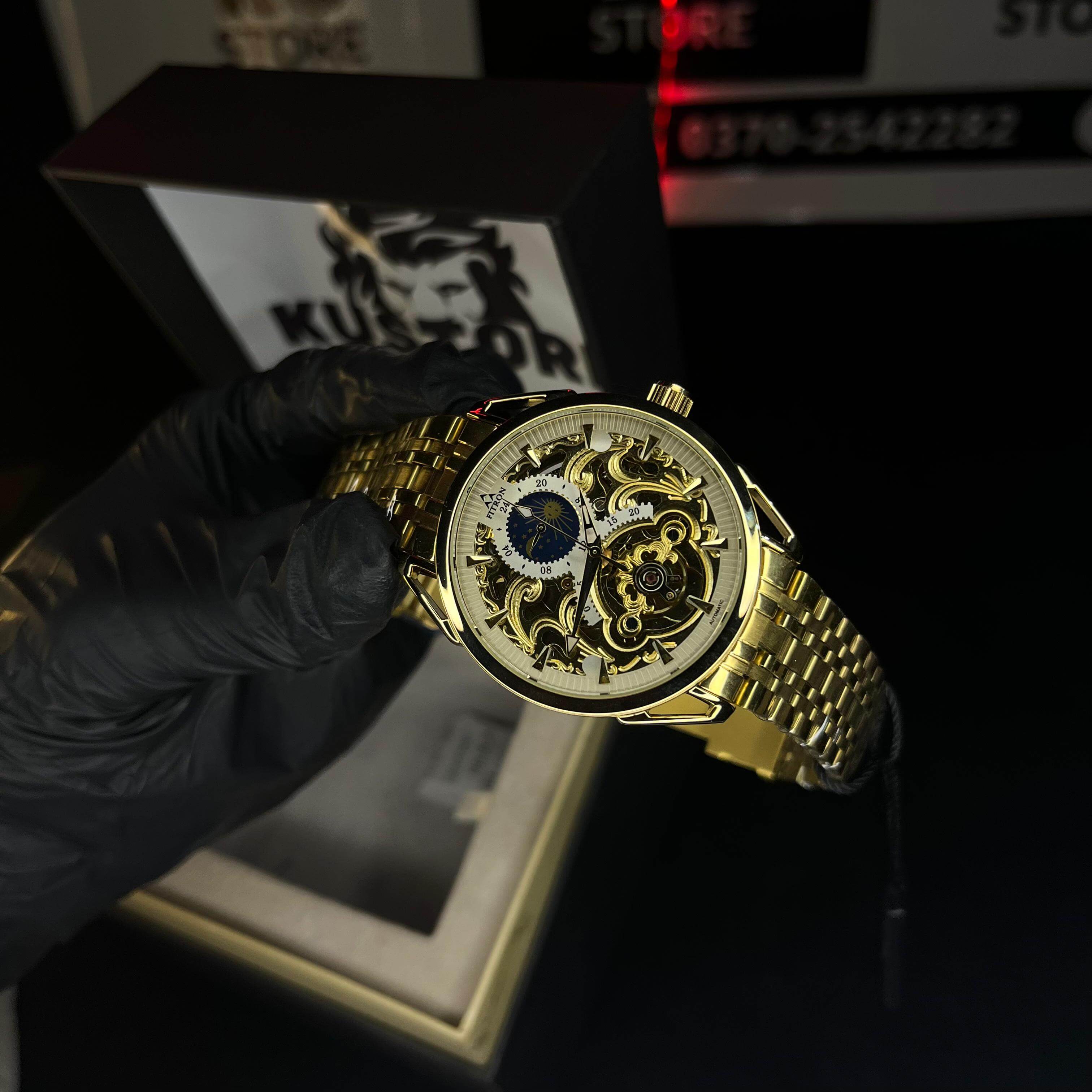 FITRON TRICAL Men's Gold Chain Gold Dial Mechanical Watch