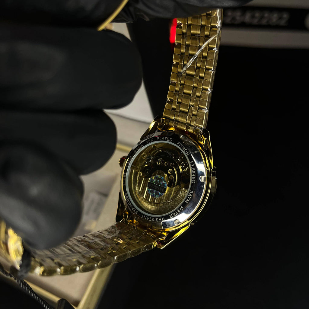 FITRON TRICAL Men's Gold Chain Gold Dial Mechanical Watch