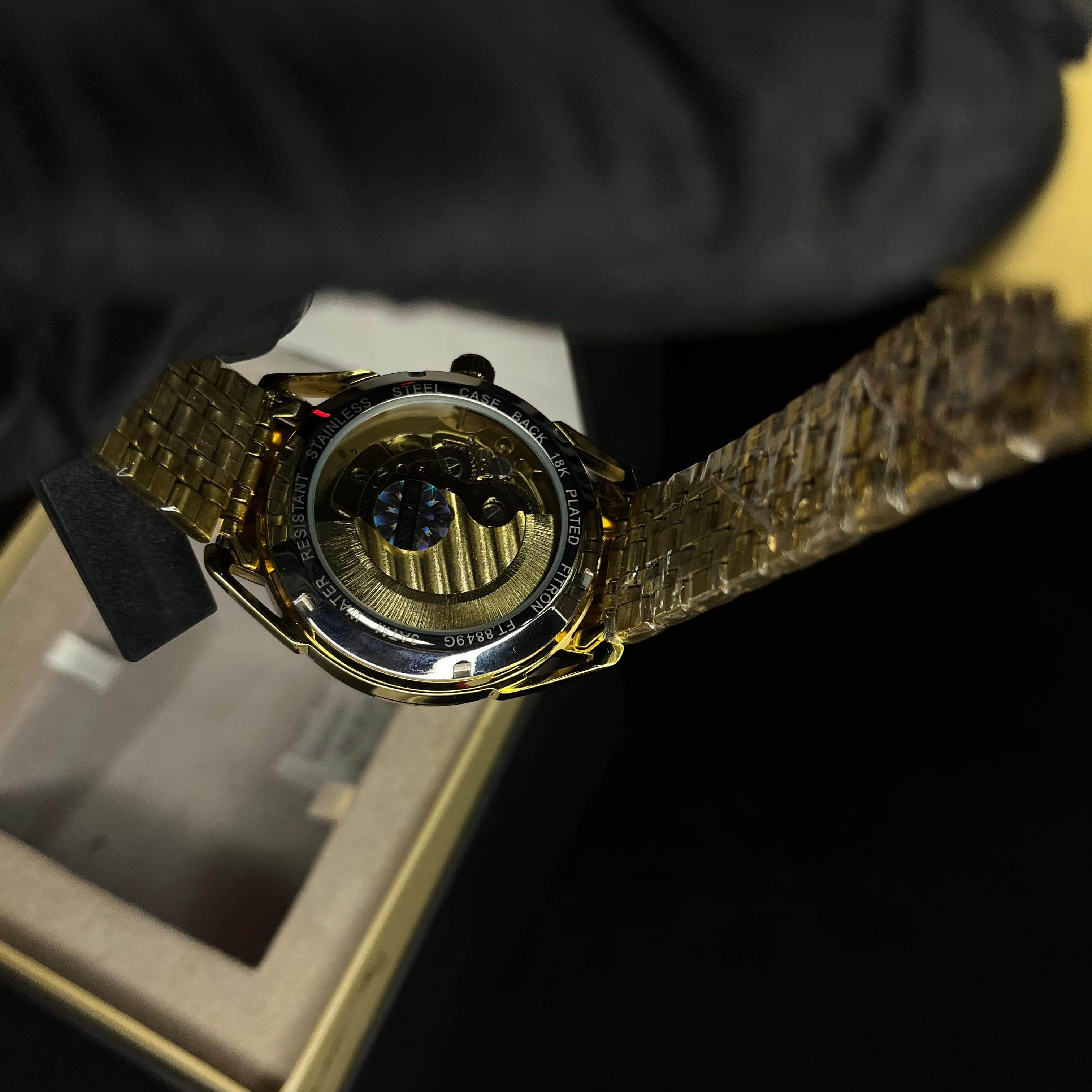 FITRON TRICAL Men's Gold Chain Gold Dial Mechanical Watch