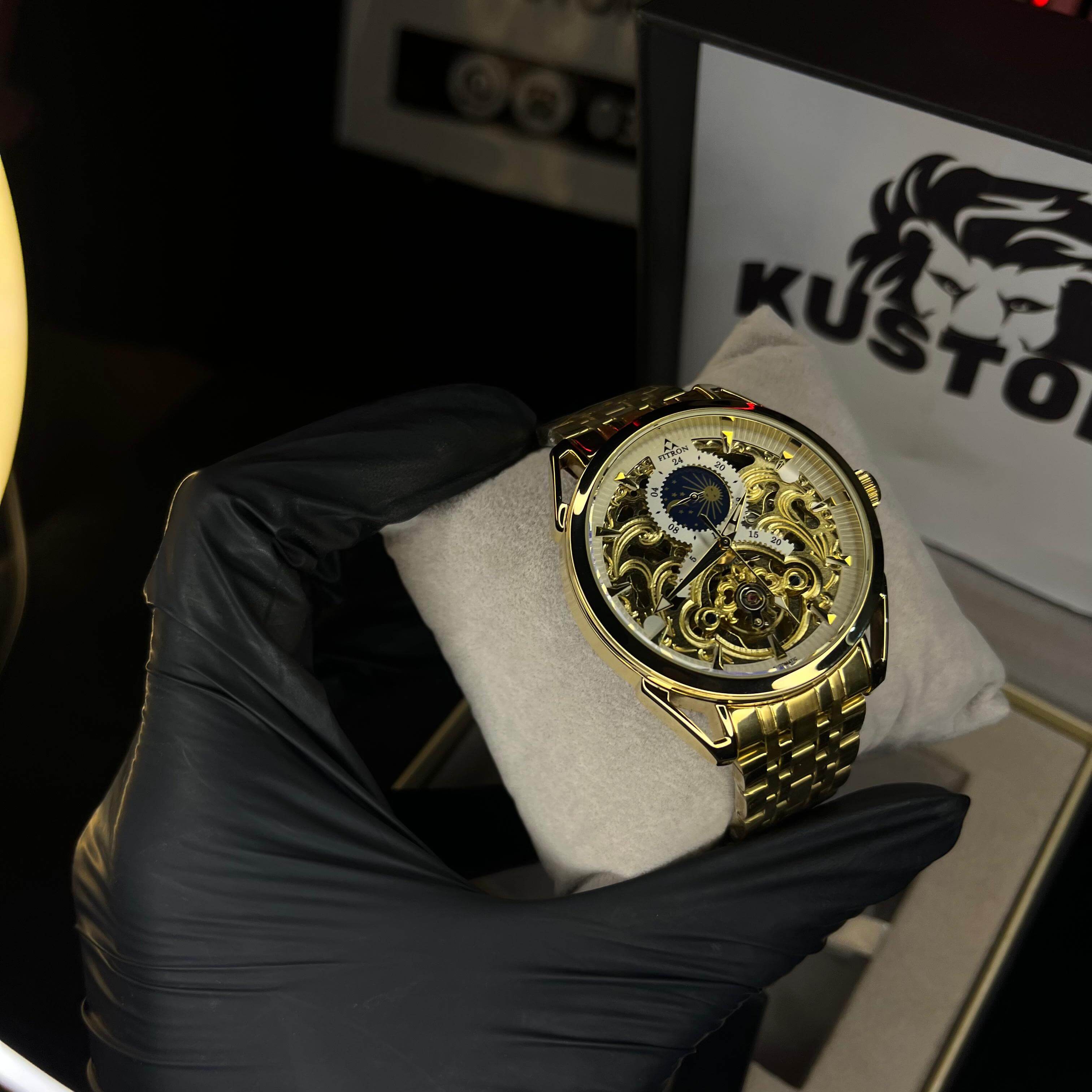 FITRON TRICAL Men's Gold Chain Gold Dial Mechanical Watch