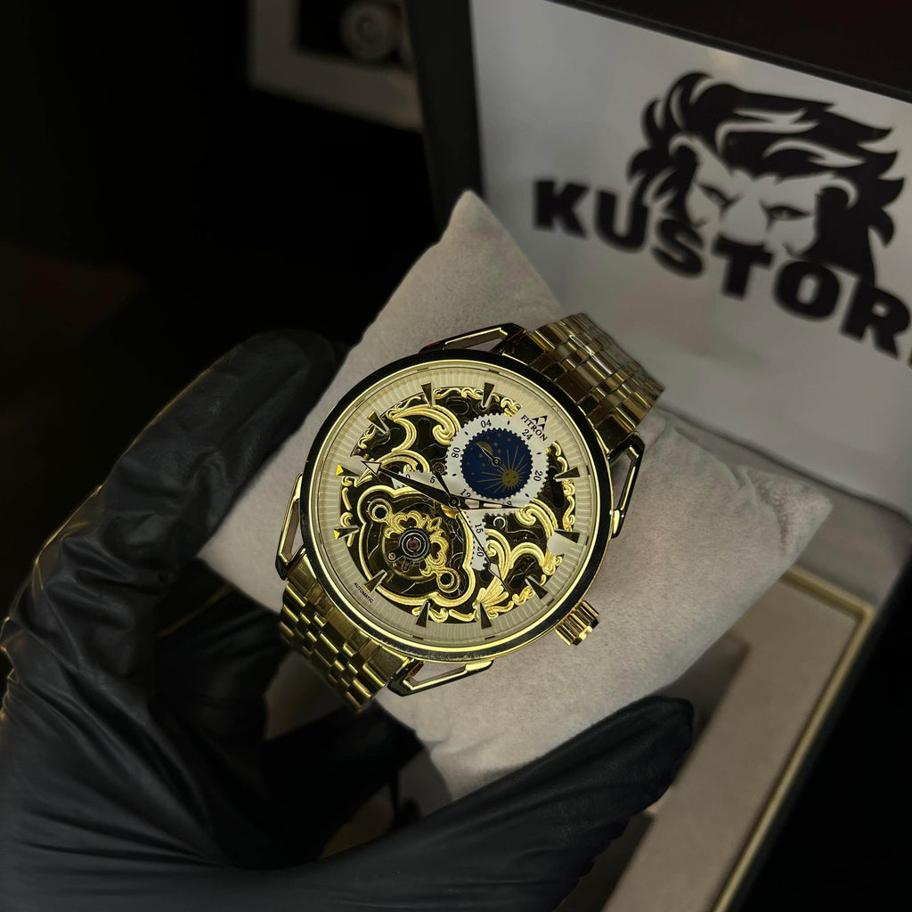 FITRON TRICAL Men's Gold Chain Gold Dial Mechanical Watch