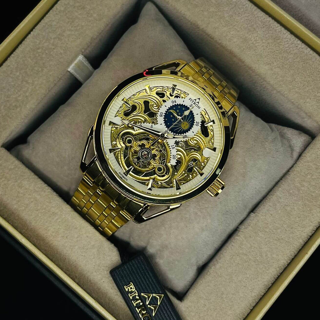 FITRON TRICAL Men's Gold Chain Gold Dial Mechanical Watch