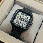 Rado Men's Skeleton Black Dial Grey Chain Watch