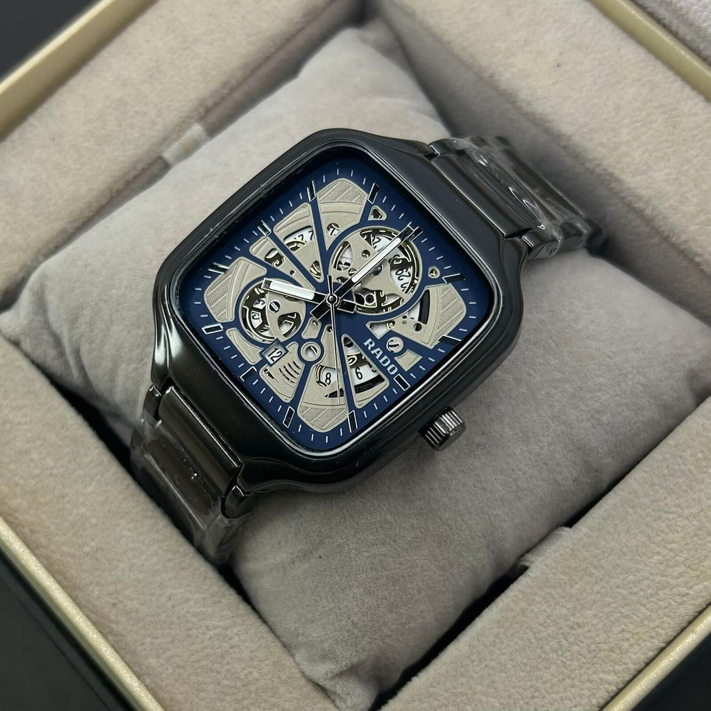 Rado Men's Skeleton Blue Dial Grey Chain Watch