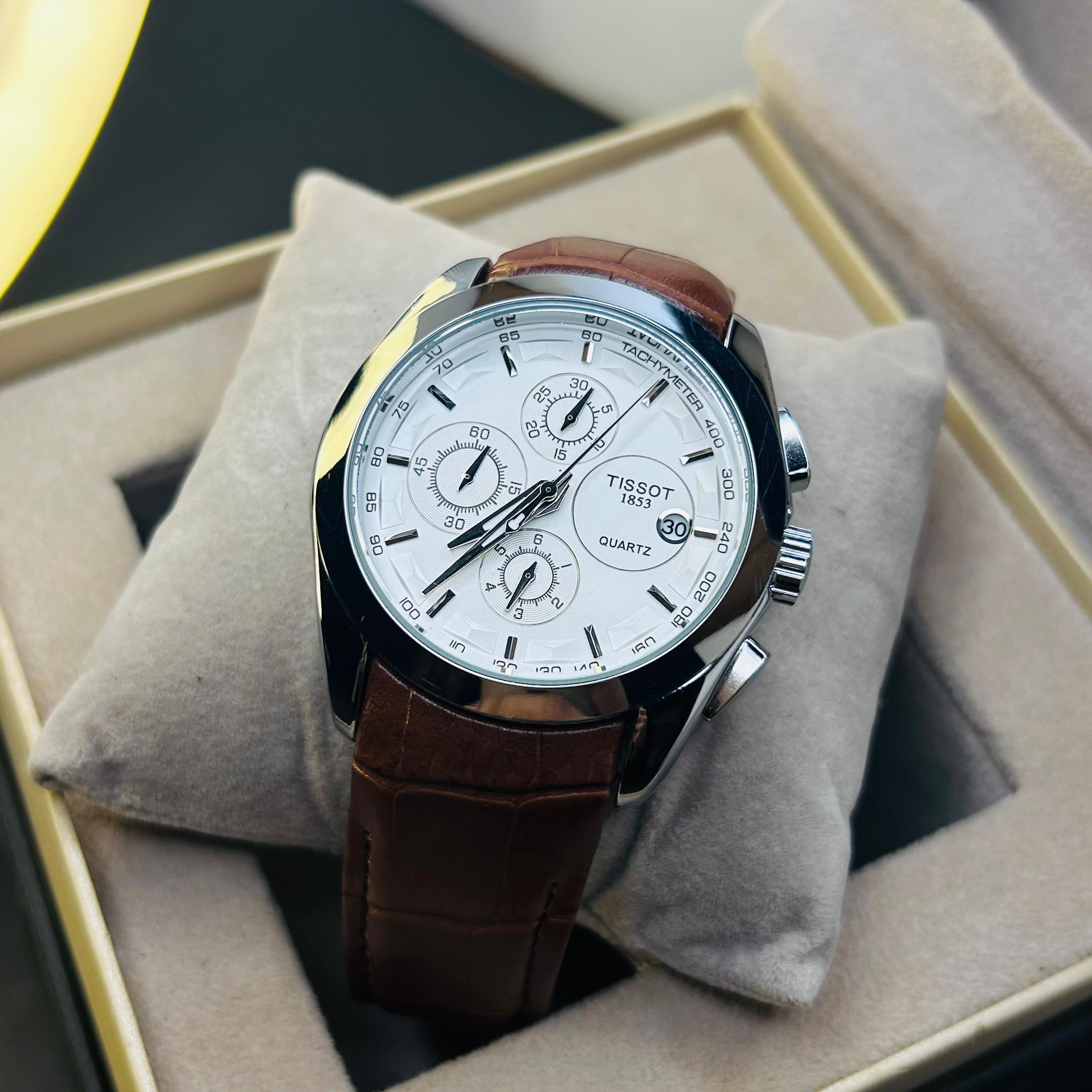 Tissot Men's 1853 Chronograph Date Display Leather Strap Watch
