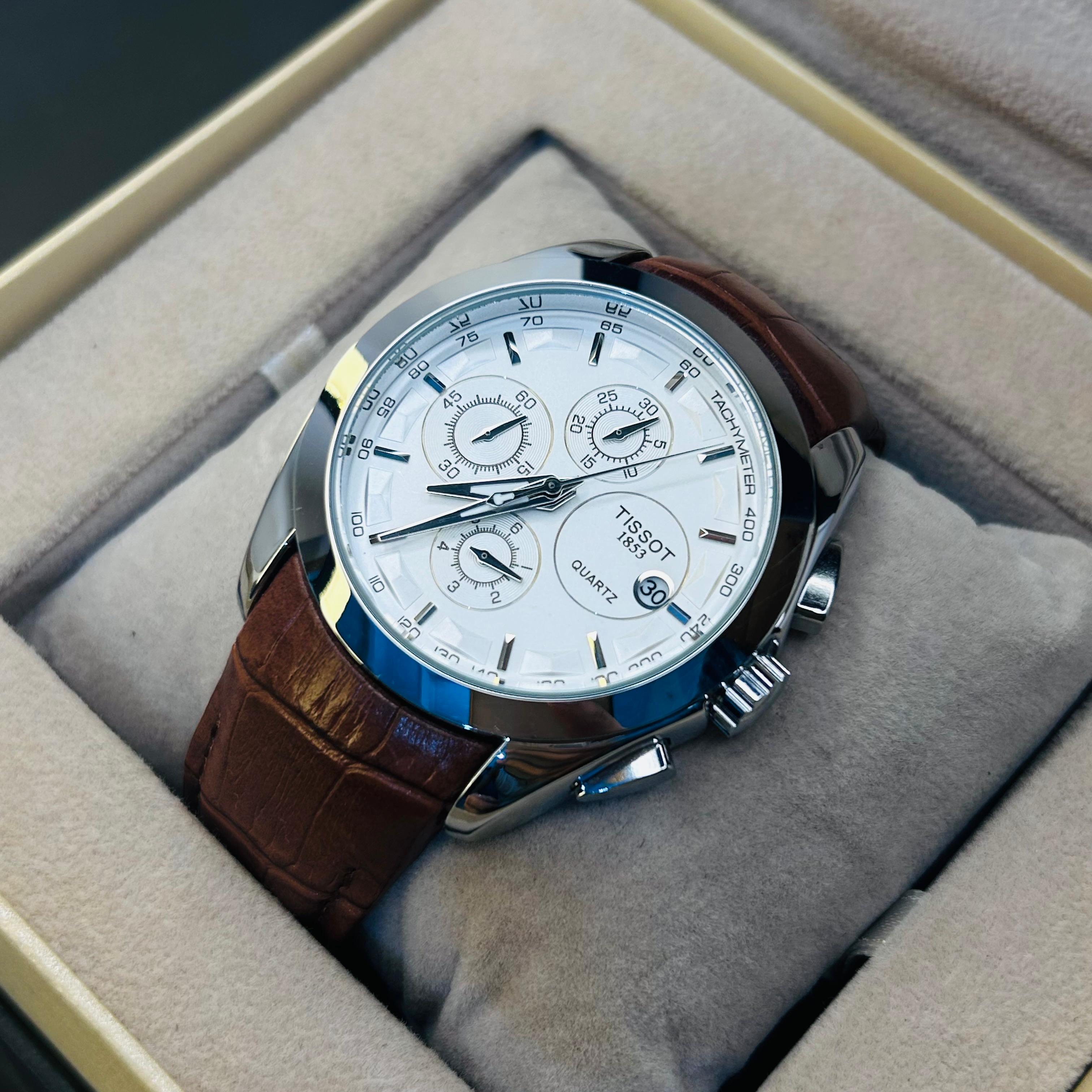Tissot Men's 1853 Chronograph Date Display Leather Strap Watch