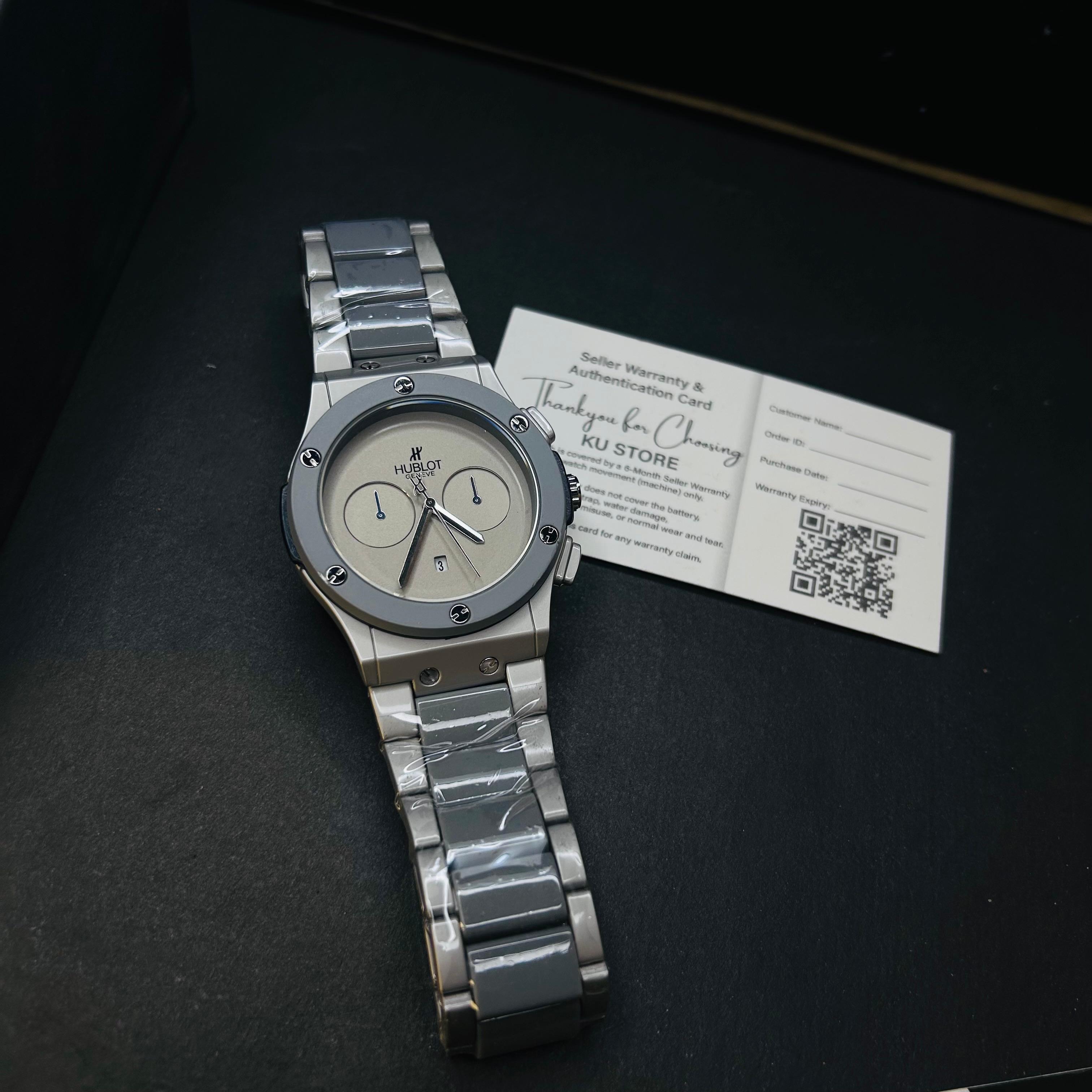 HB Men’s Classic Silver Dial Premium Chain Watch