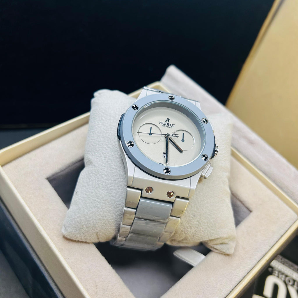 HB Men’s Classic Silver Dial Premium Chain Watch
