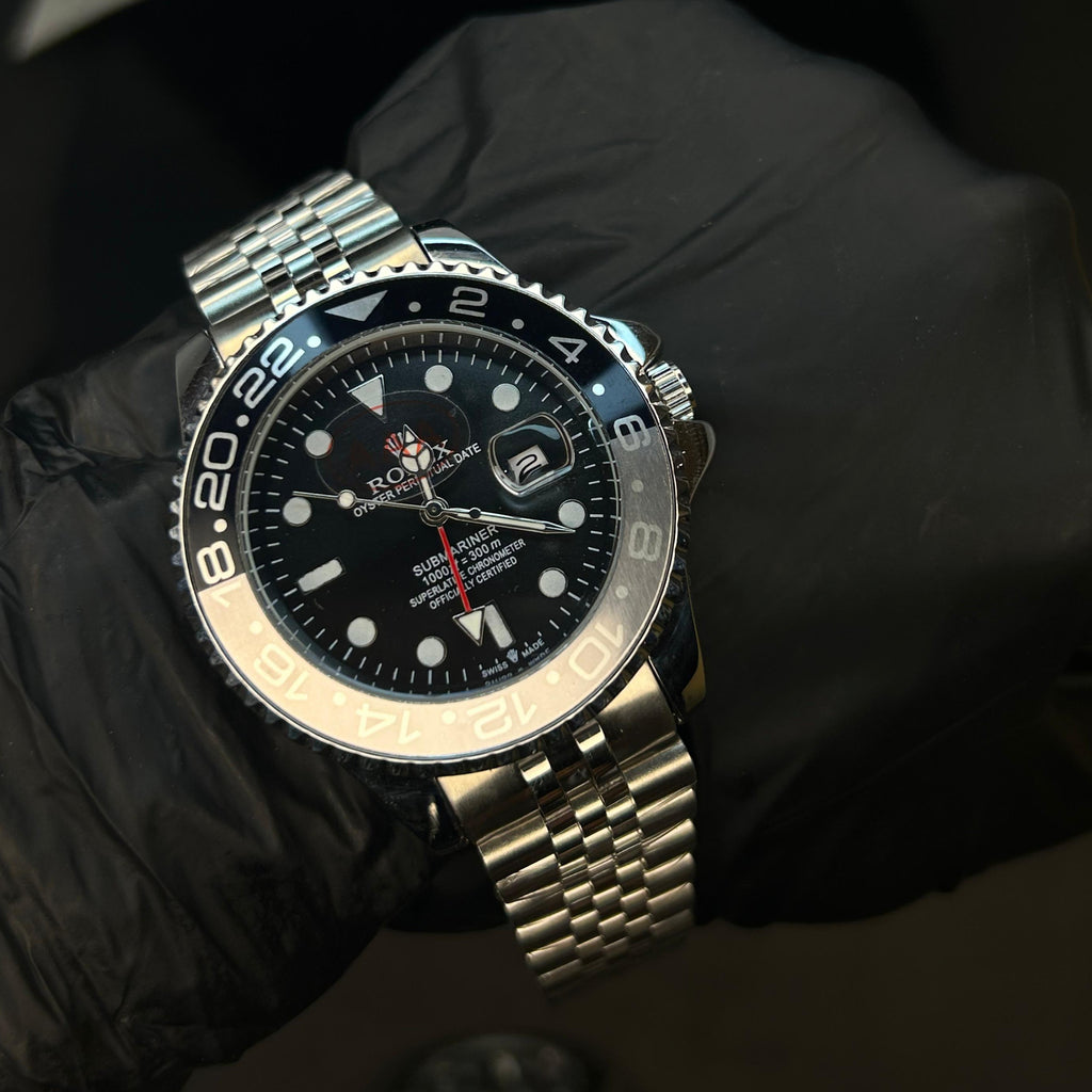 RLX GMT Master II Grey Black Semi-Automatic Watch with Black Dial and Jubilee Stainless Steel Bracelet