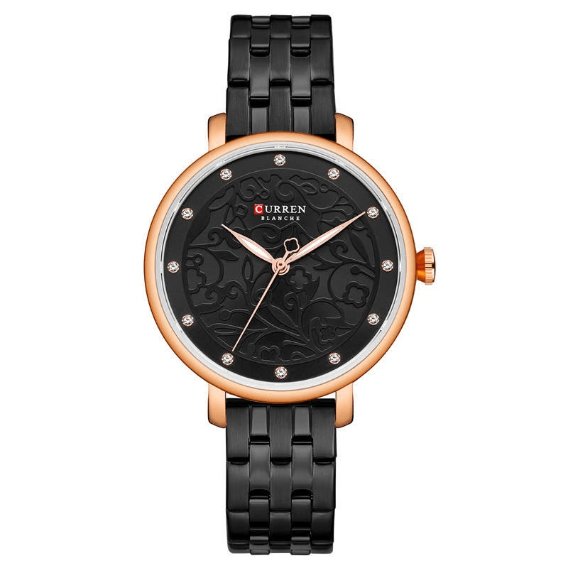 CURREN Women's Quartz Stainless Steel Chain Texture Dial Watch