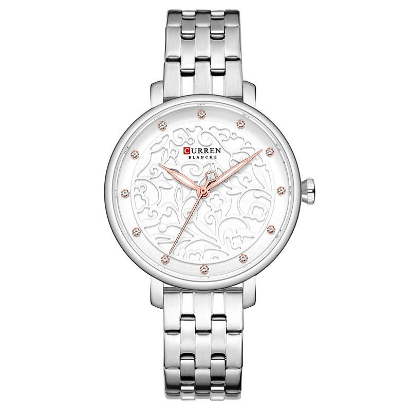 CURREN Women's Quartz Stainless Steel Chain Texture Dial Watch
