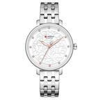 CURREN Women's Quartz Stainless Steel Chain Texture Dial Watch