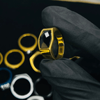 Men's Black Stone Gold Plated Premium Ring | Stainless Steel Statement Ring